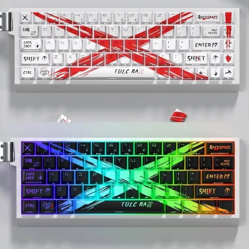 

R53C Original Profile Keycaps 74Key Backlit Keycaps Objection Sustained Theme for 60 61 65 67 68 Gaming Keyboards