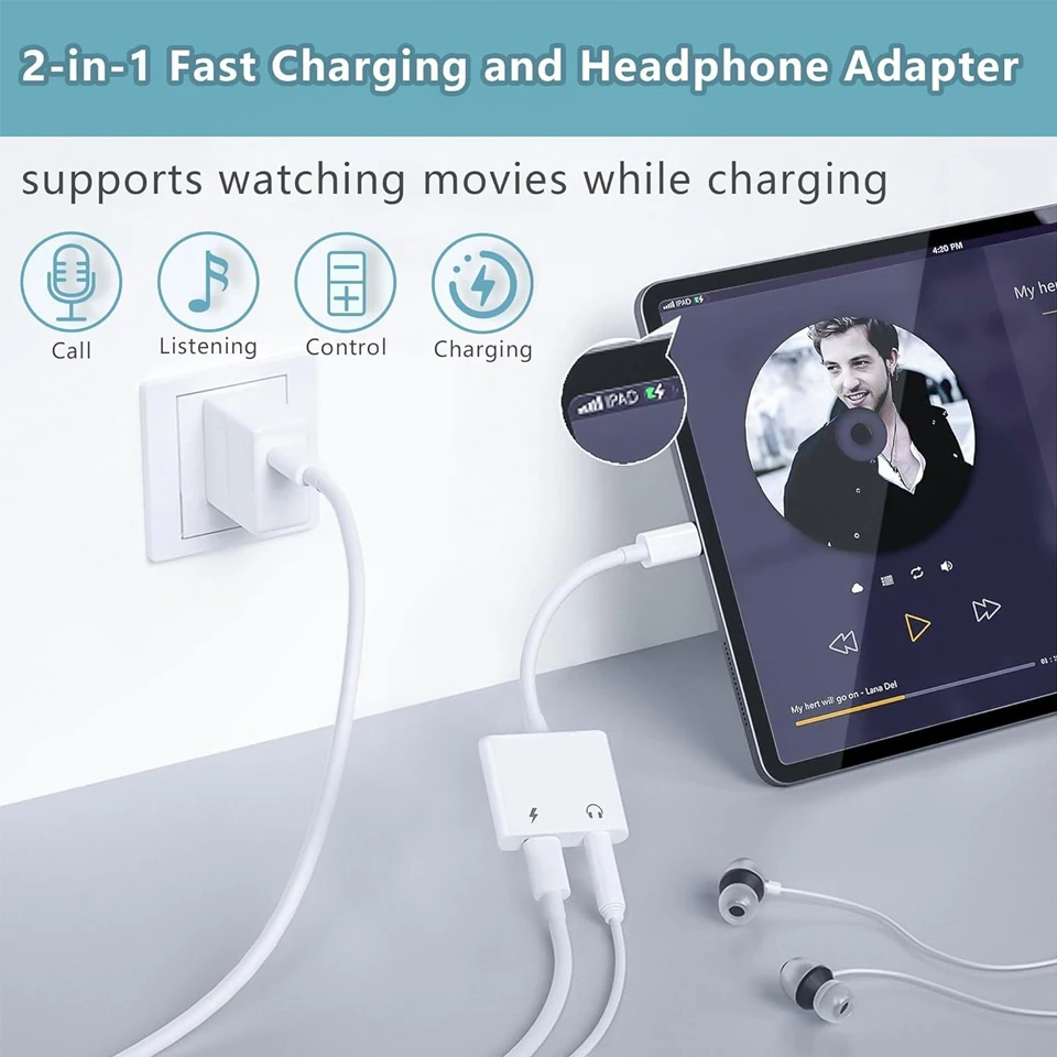 2PCS 2 In 1 USB C Splitter 3.5mm HiFi Audio & Type C Fast Charging Adapter Converter For iPhone 15 16 17 Pro Max Plus Samsung