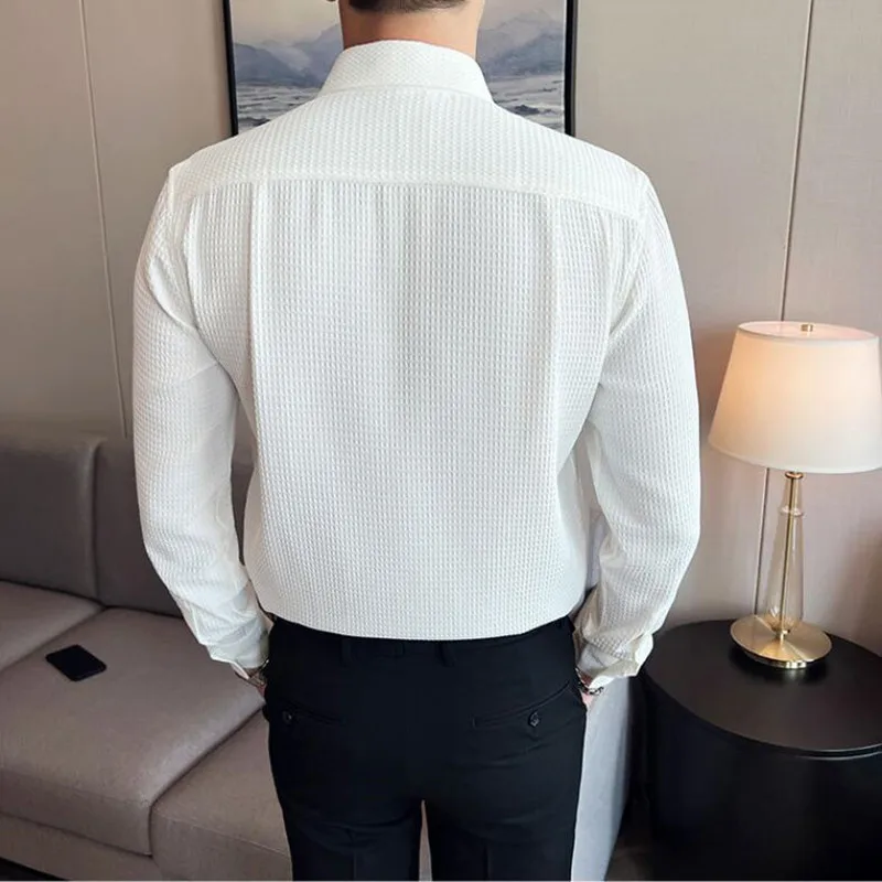 Brand Clothing Men Spring High Quality Business Long Sleeve Shirts/Male Slim Fit Fashion Casual Dress Shirts Plus Size 3XL