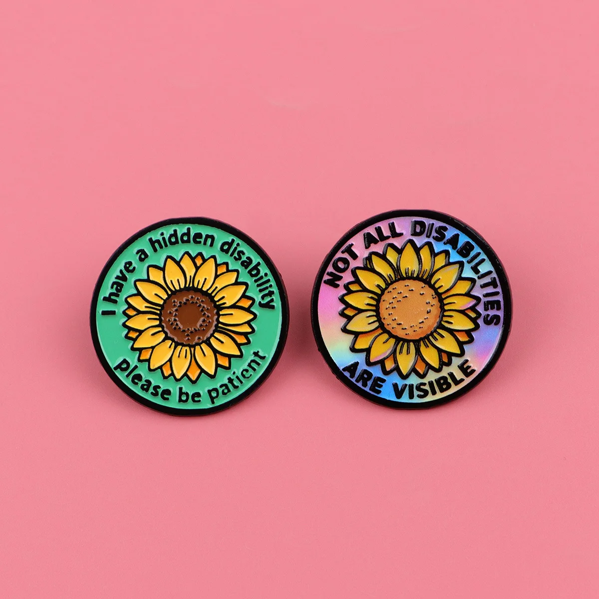 Invisible Disability Sunflower Enamel Pin - 