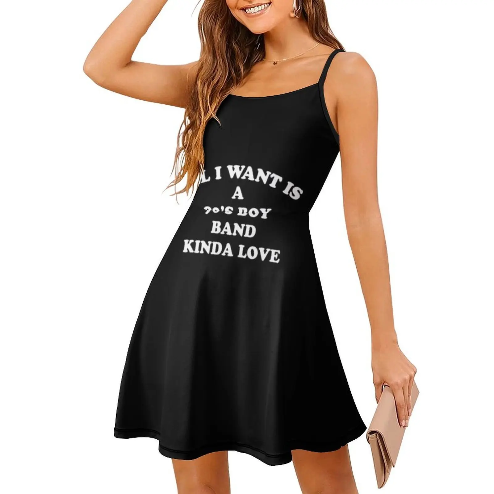 كل ما أريده هو 90's الصبي الفرقة كيندا الحب متعة الجدة مثير عطلة فستان للنساء الشاطئ حفلة عيد ميلاد فستان قصير 90S الصبي الفرقة