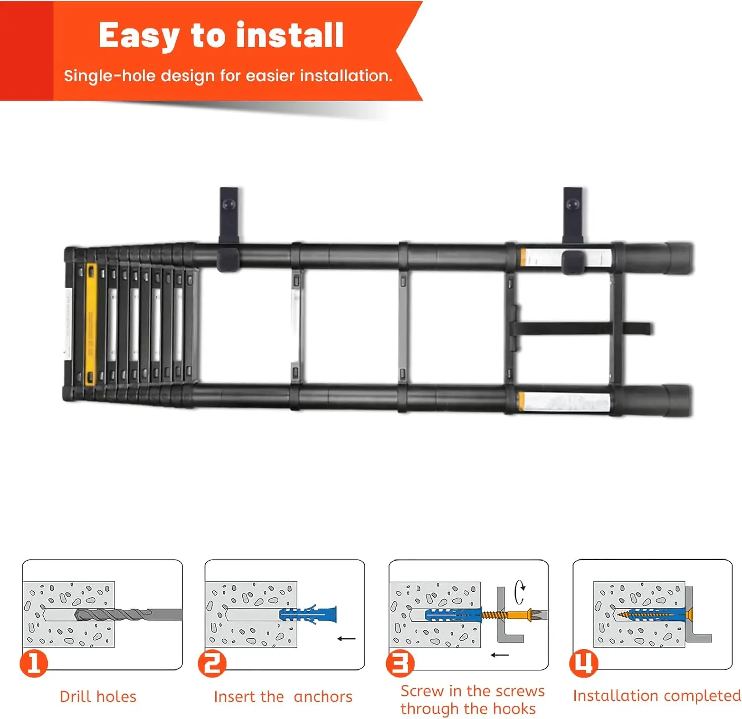 8 Pack Garage Storage Hooks, Ladder Hangers, Steel Wall Mount Hooks, Utility Hooks for Hanging Heavy Duty Shed Tools, Ropes, Gar