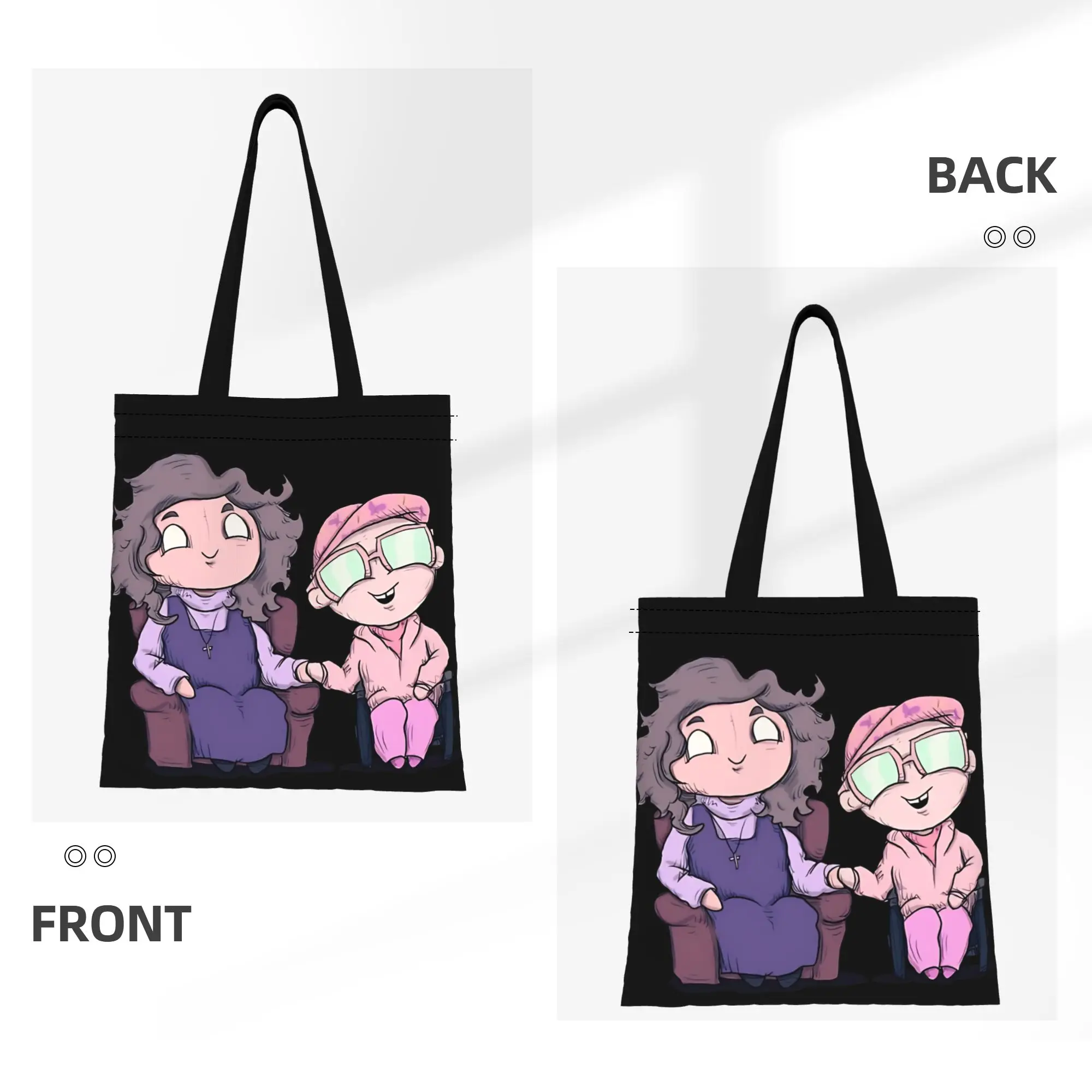1PC Large Capacity Mother And Me Mother's Day Gift Canvas Tote Bag Foldable Chic Pattern No Closed Design