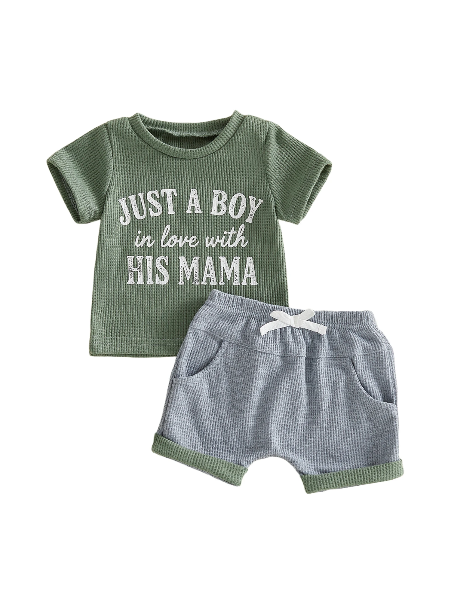 Toddler Boys 2-Piece Outfit Short Sleeve Graphic Tee with Elastic Waist Shorts Set for Summer Playtime