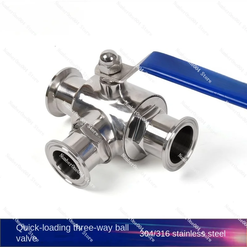 Quick Load Three-way Ball Valve  Steel 304 Food Grade Sanitary Grade Quick Connect Three-way Ball Valve Manual T-L Clamp Type