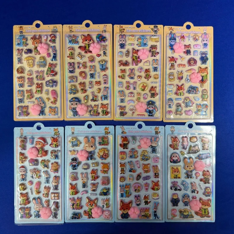 

30/40pcs 3d Cat Paw Stickers Cute Judy And Nick Pattern Stickers Relieve Stress And Squeeze Toys ，Phone Computer Desktop Deco