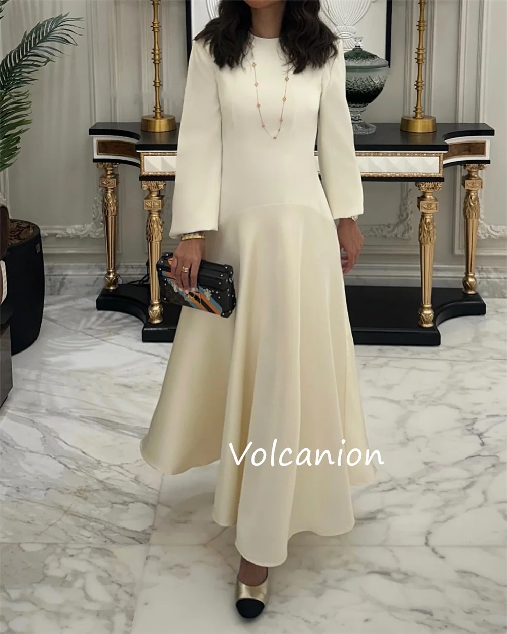 Customized Jersey Ruched A-line Jewel Midi Dresses Bespoke Occasion Party Homecoming Casual Simple Matching