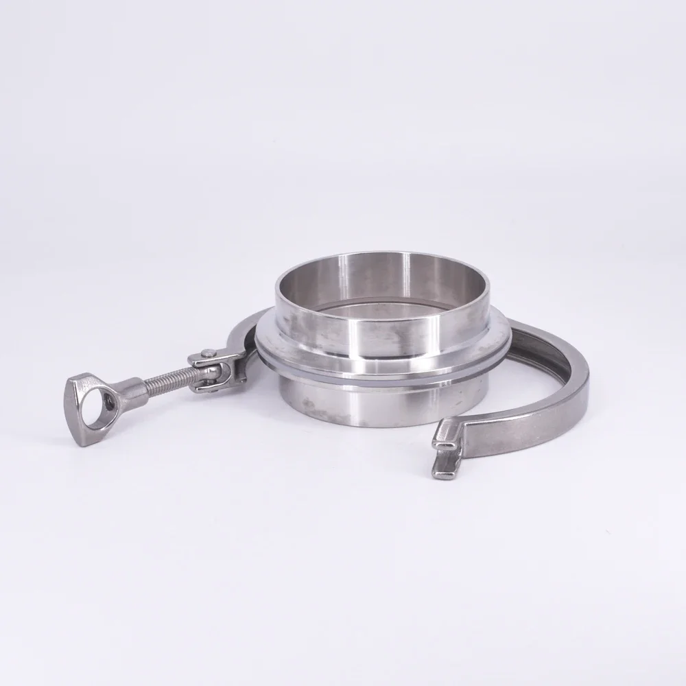 3.5" Tri Clamp x 89mm Pipe OD Stainless Sanitary 2 PCS SS304 Weld Ferrules + 1 PC SS304 Clamp + 1 PC Silicon Gasket