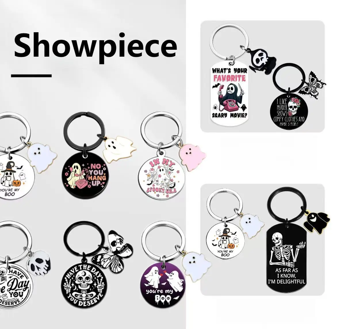 

Popular Halloween Color Printing Stainless Steel Keychain Ghost Pattern Printing Pendant Mysterious Gift Accessories Cartoon