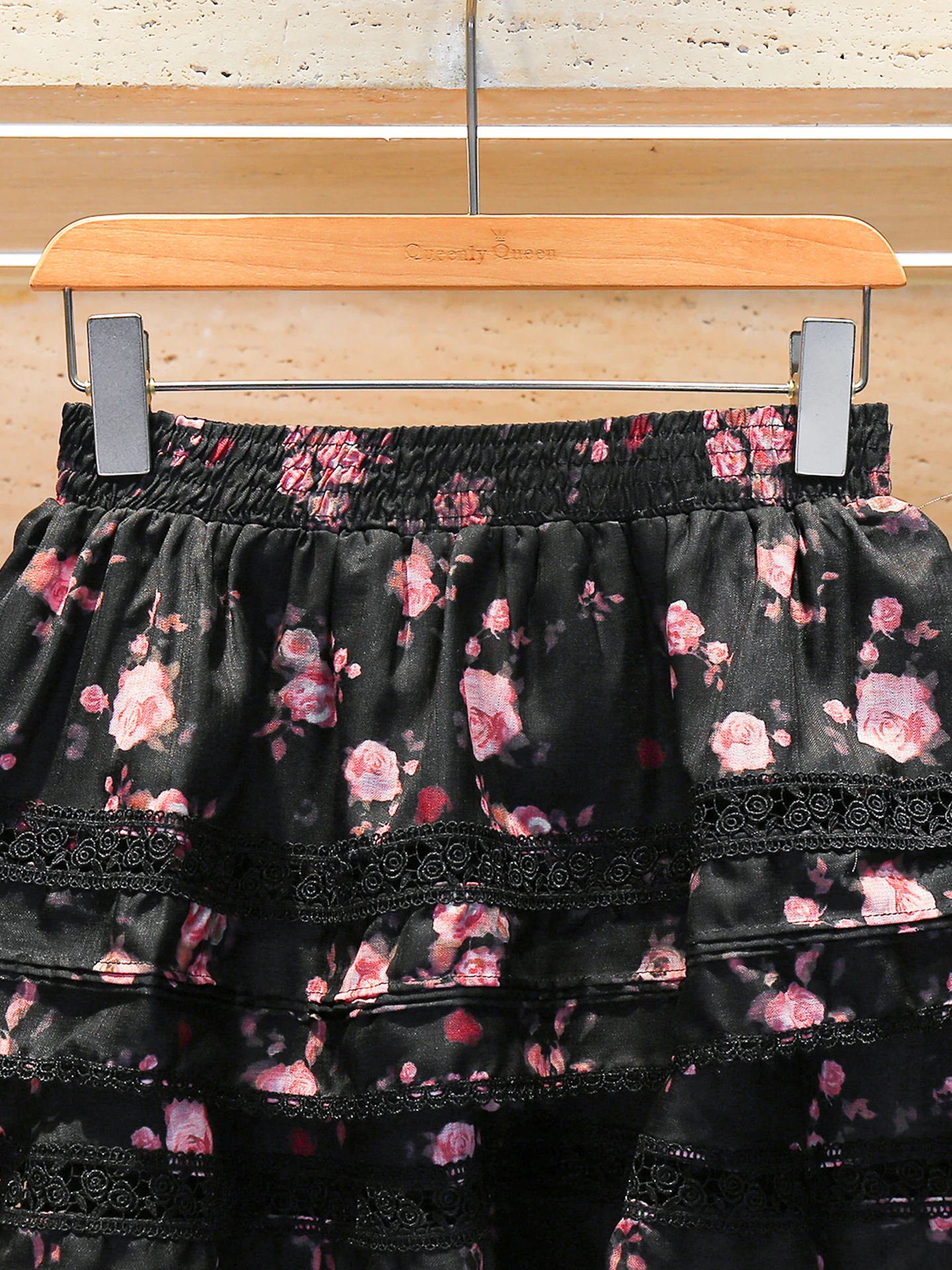 Jupe ort ajourée taille haute, imprimé Floral, Ele Miss Rich Sle, jupe trapèze en Fiber de Polyester, Design Simple pour les déplacements