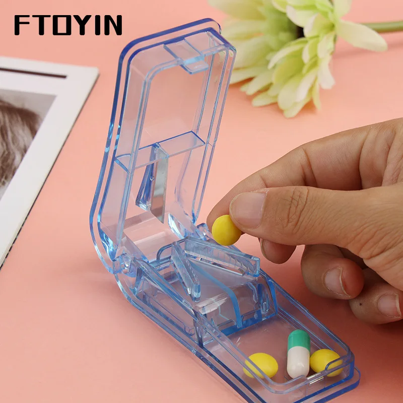 

Medicine Pill Cutter Container Box Drugs Tablet Cutting Divider Splitter Storage Organizer Case Portable Pill Cutting Box