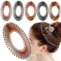 Mode Elastische Flexibele Kam Hoofdband Luxe Strass Hart Haarband Vrouwen Meisjes Vast Haar Stijl Bun Hoofdtooi Accessoires