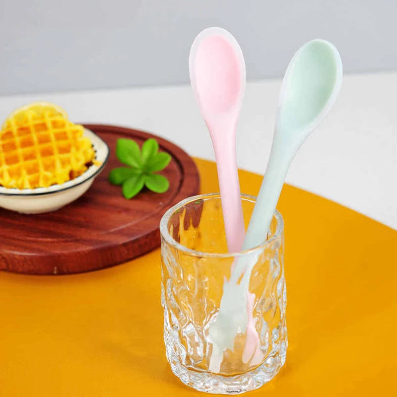 Silicone Spoon Small Spoon With Long Handle Heat Resistant Easy To Clean Non-stick Rice Spoons Tableware Utensil Kitchen Tool
