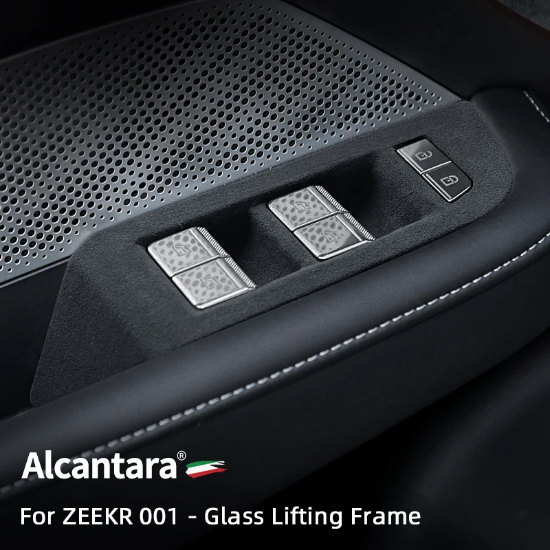 

For ZEEKR 001 2021 2022 2023 Car Glass Lift Control Panel Trim Cover, Alcantara Suede Overlay On The Window Lifter Accessories
