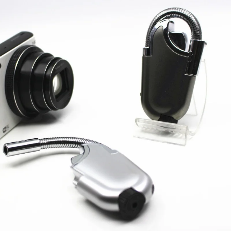 

Windproof Flexible Cigar Butane Lighter Spray Gun Portable Jet Lighter Kitchen Outdoor Blue Flame Torch Gas Lighter