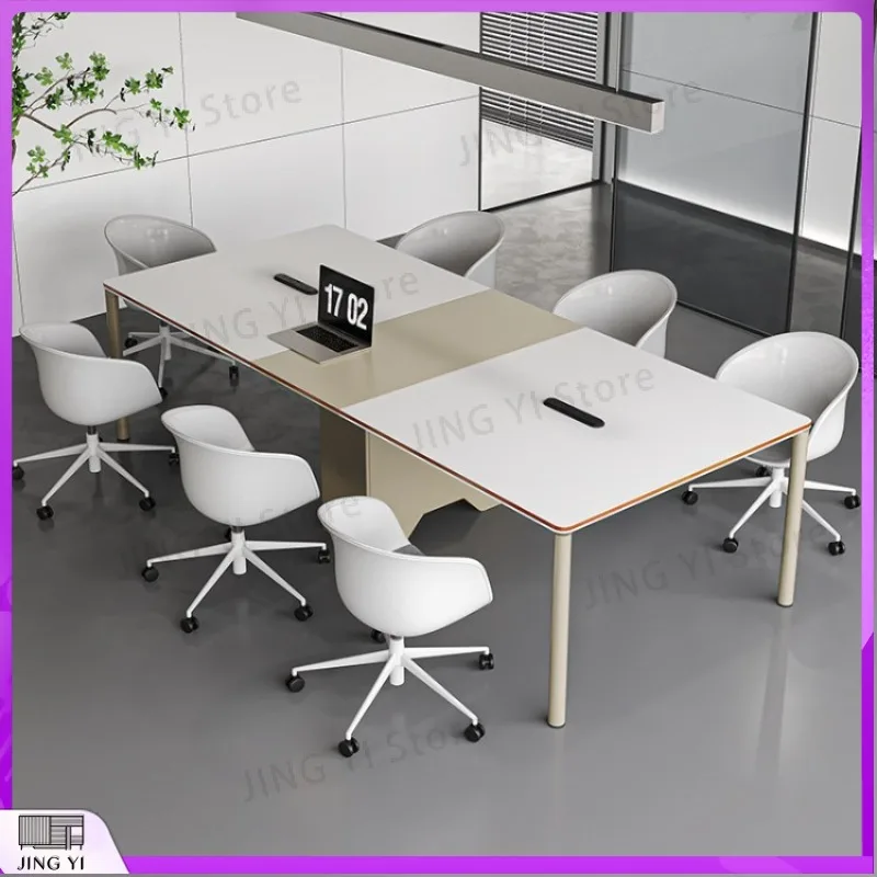 Industrial Rectangular Conference Table,Long Negotiation Desk Table and Chair Set,Office Workbench for Large &Small Meeting Room