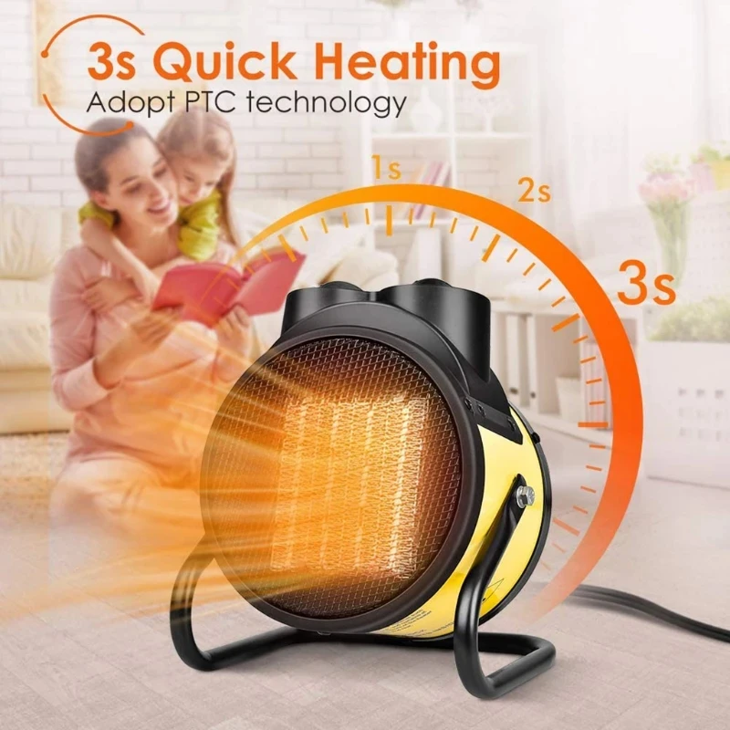 Riscaldatore e ventola elettrici portatili da 2000 W, mini scaldabagno a riscaldamento rapido per la camera da letto dell'ufficio domestico, scaldabagno sicuro a risparmio energetico