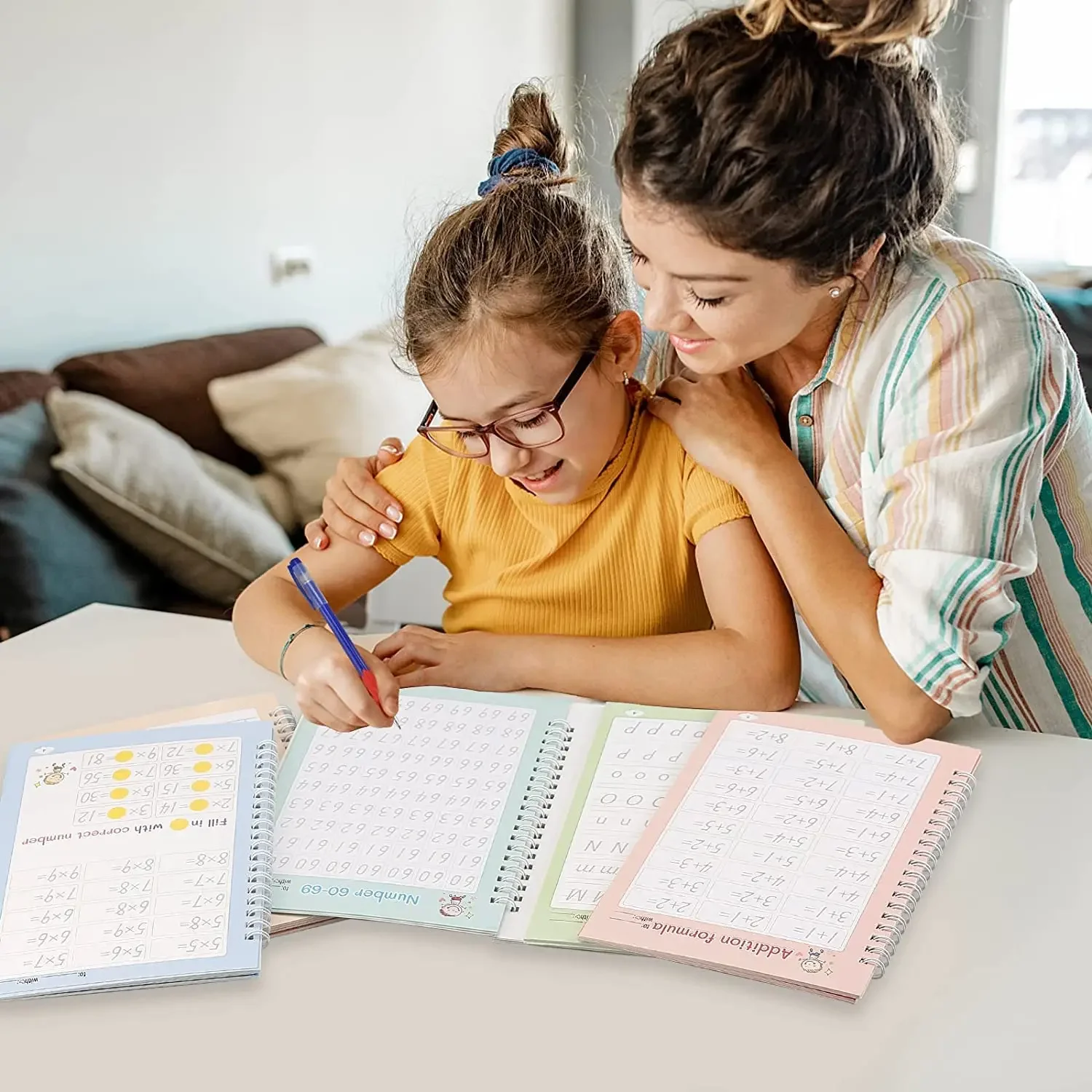 Cuaderno de caligrafía 3D reutilizable, libro de aprendizaje de matemáticas en inglés, dibujo de números, educación para niños, juguete de práctica de letras, regalos