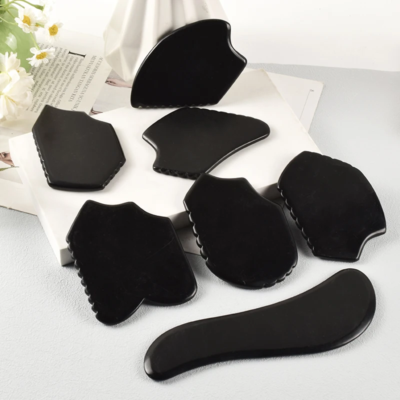 SPA Acupuncture Scraping Body Foot Back Face Neck Massager Beauty Guasha Board Black Bian Stone Gua Sha Massage Tools