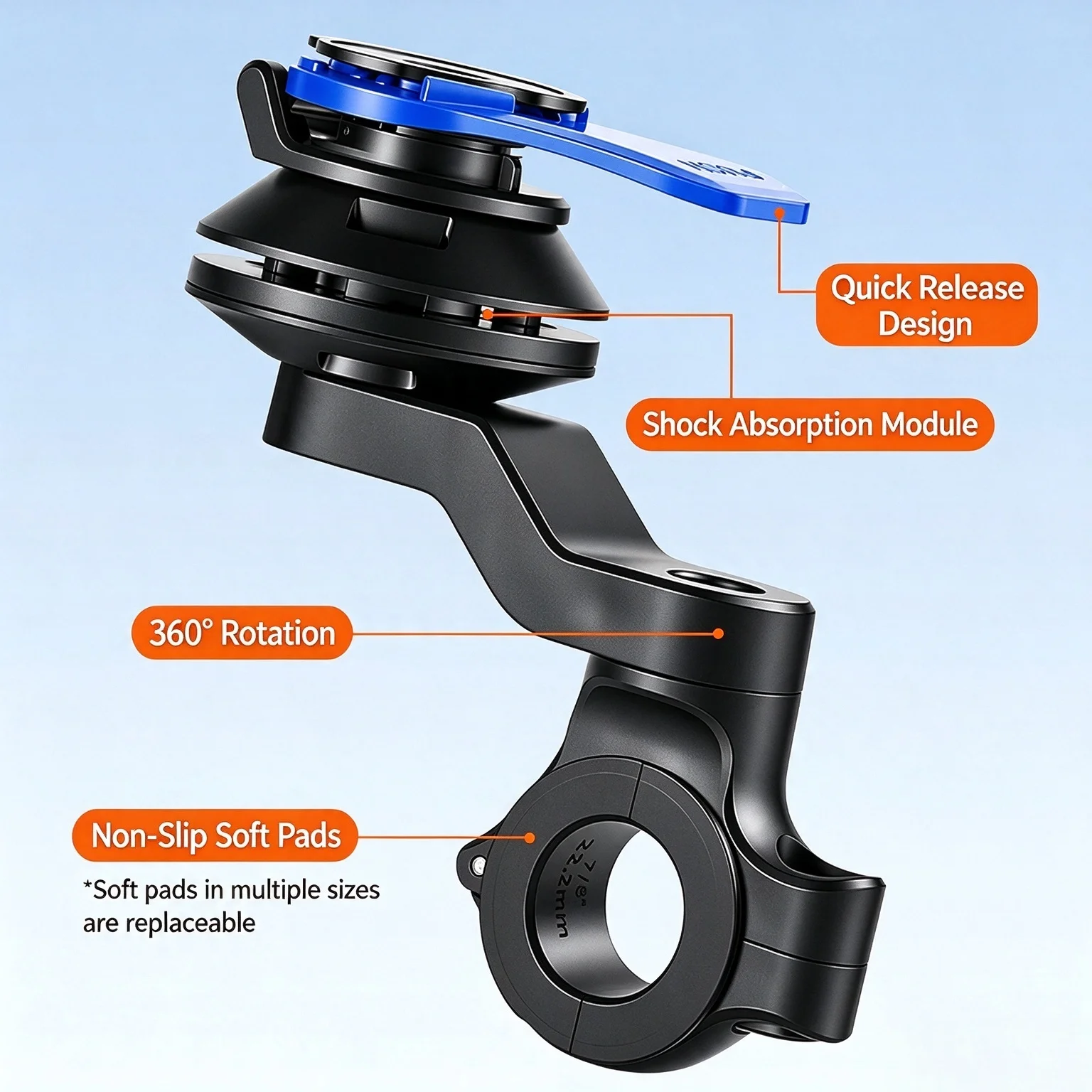Universal Shockproof Handlebar Phone Mount Secure Cell Phone Holder Multi-purpose Bracket for Motorcycle Bicycle E-Bike Scooter