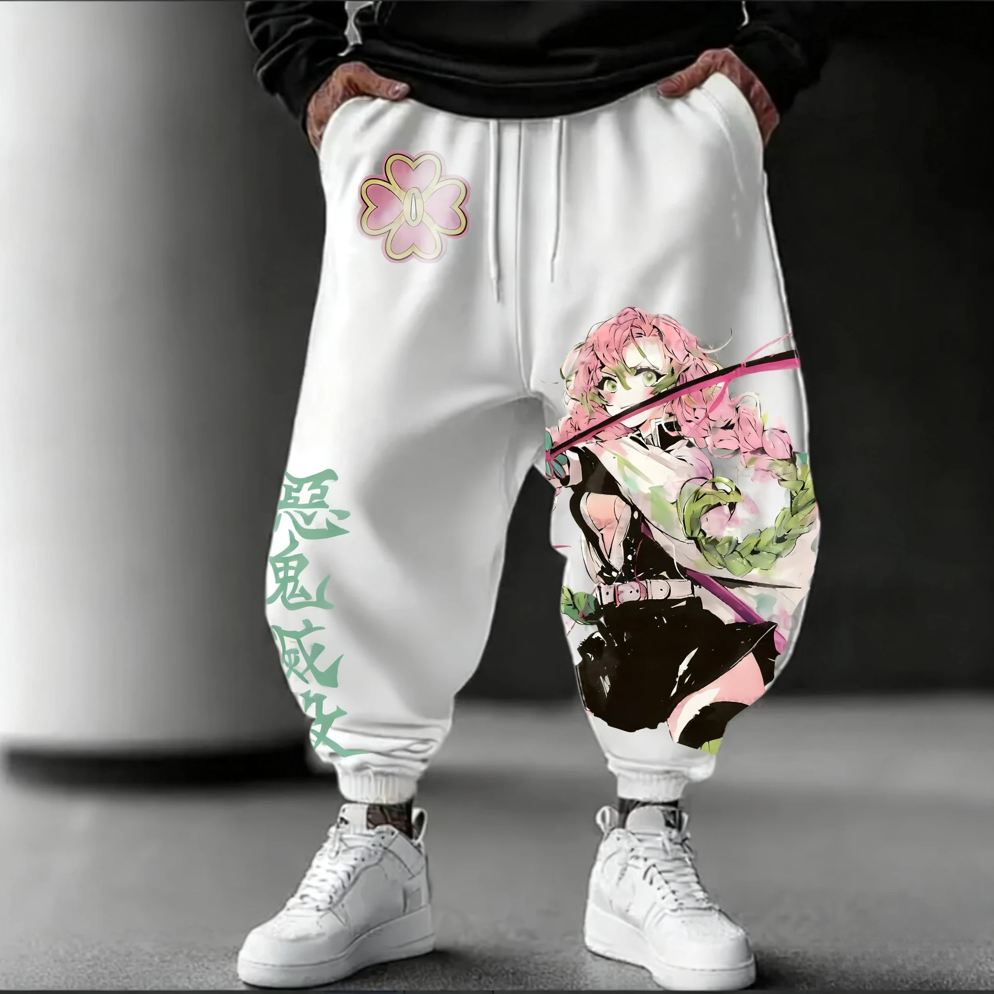 Demon Slayer Anime 2025 Autunno/Inverno Pantaloni Della Tuta Nuovo Kanroji Mitsuri Disegnato A Mano Stampato Allentato Casual Moda Pantaloni affusolati