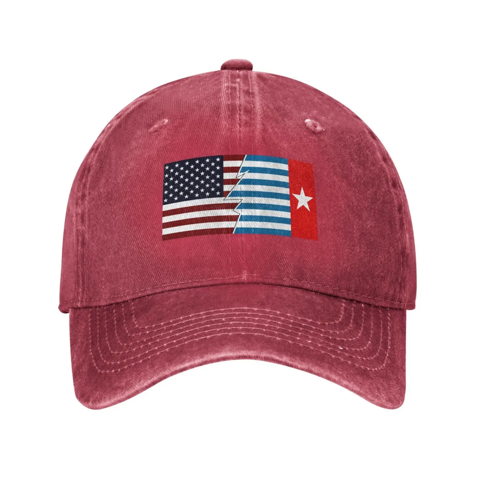 Torn Style American and Morning Star Flags Baseball Cap for Men Women Vintage Trucker Hat Golf Hats Dad Hat Red