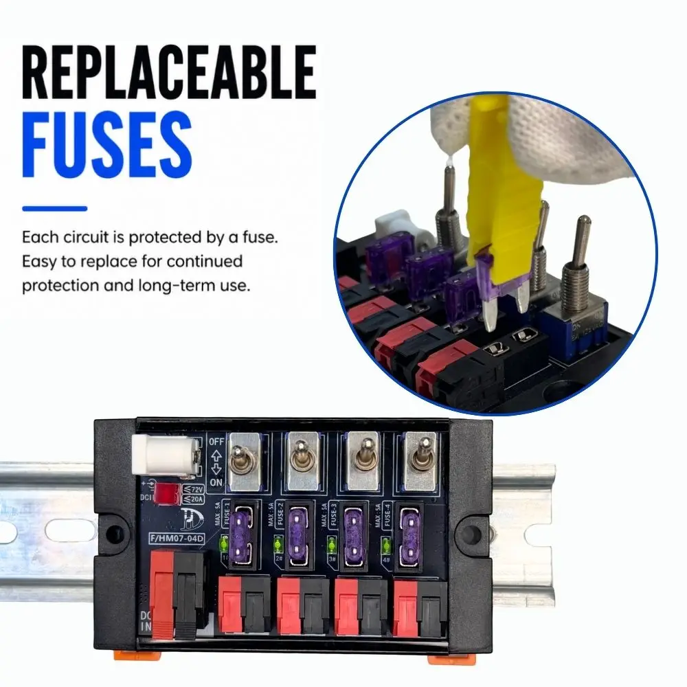 24V DC Power Distribution Module with Toggle Switch DIN Rail Terminal Block connector Splitter Box