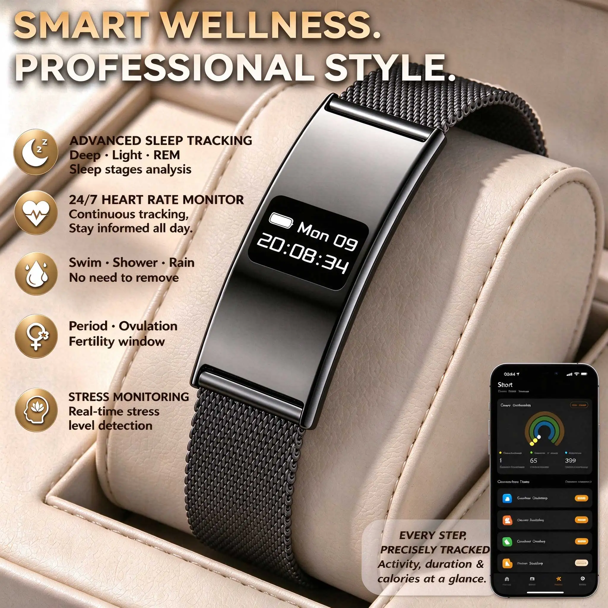 New Trend Smart Bracelet Health Monitoring Heart Rate Sports Fitness Tracker Waterproof Call Reminder Lightweight Smartwatch