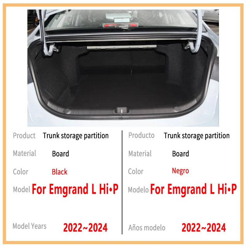 For Emgrand L Hi·P 2022~2024 2023 2022 Trunk Storage Partition Thickening Storage Auto Interior Parts Organizer Car Accessories