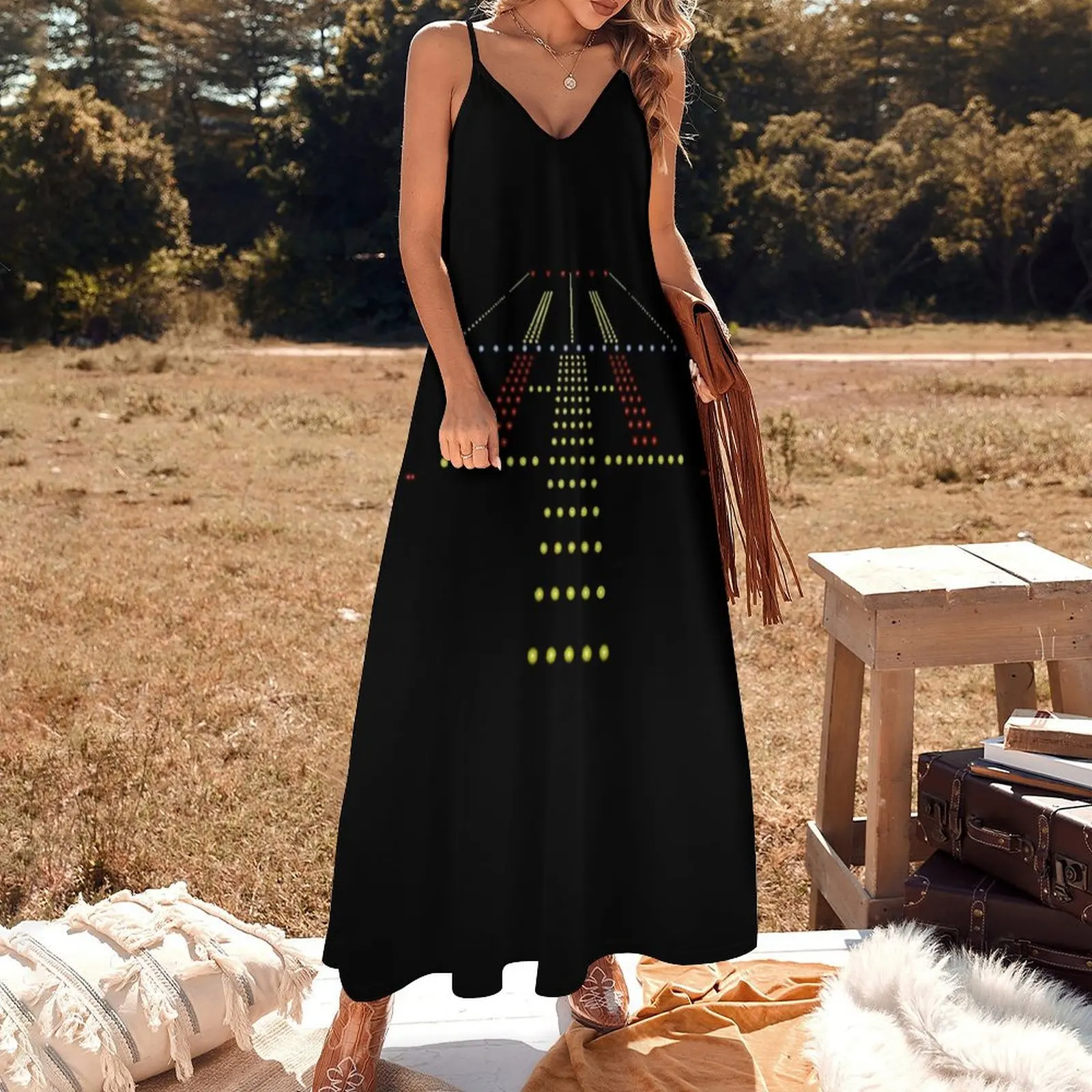 Runway Night View Aviation Airport Lights Sleeveless Dress dress summer Dress vintage elegant dresses for women