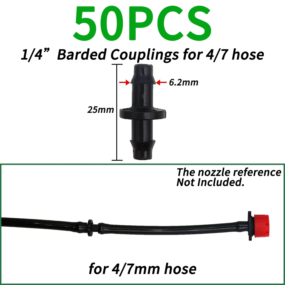 50 stks Prikkeldraad Connectors Irrigatie Fittings Druppelirrigatie Prikkeldraad Connectors 4/7mm Tubing Fittings voor Bloempot Tuin Gazon 5
