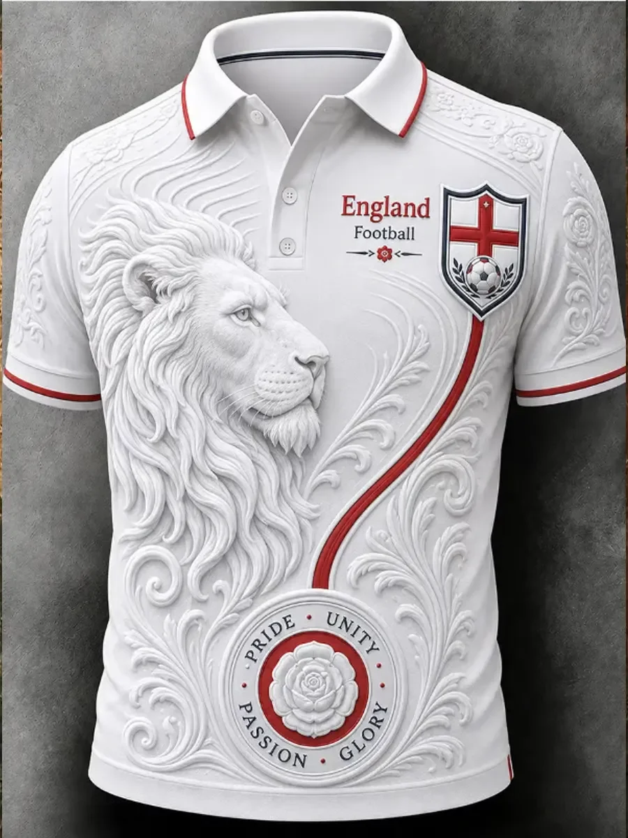 2026 Edition Women's England Fan Football Polo Shirt - 3D Print - Fashionable and Comfortable - Suitable for Both Men and Women