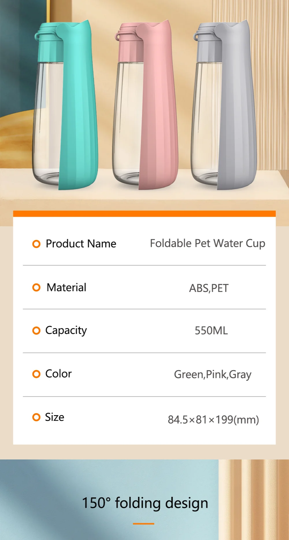 Portable Foldable Dog Water Bottle Leak Proof Large Capacity Pet Water Dispenser for Dogs Cats Outdoor Walking Travel Supplies