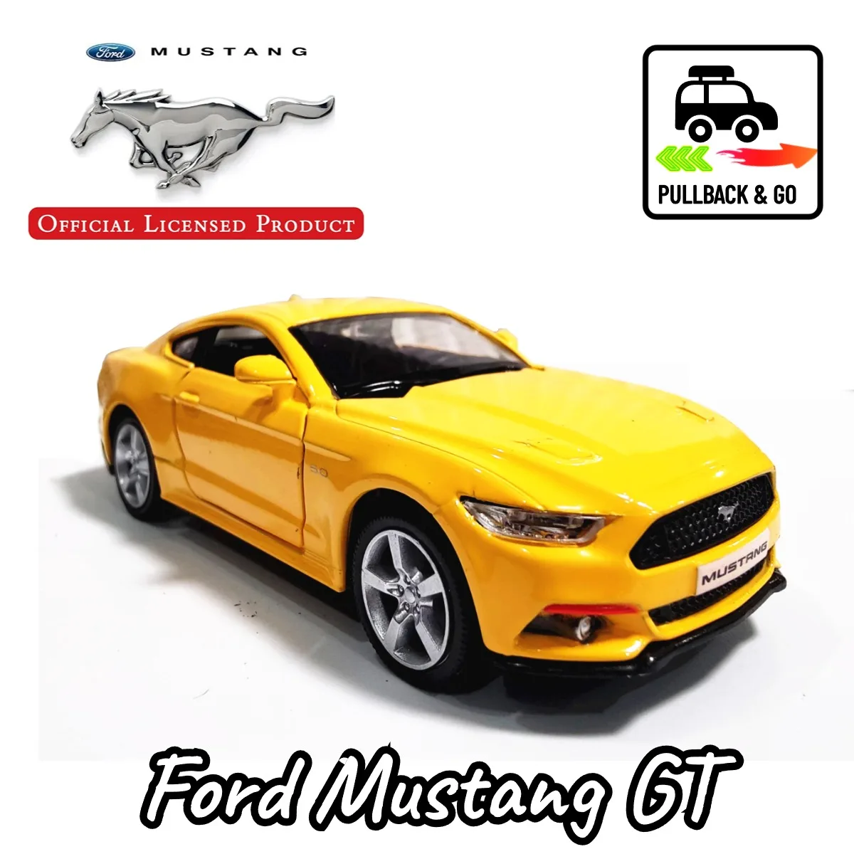 

1/36 Ford Mustang GT Pullback Toy Car Model Official Licensed Scale Replica Diecast Miniature Art Xmas Kid Boy Gift Toys