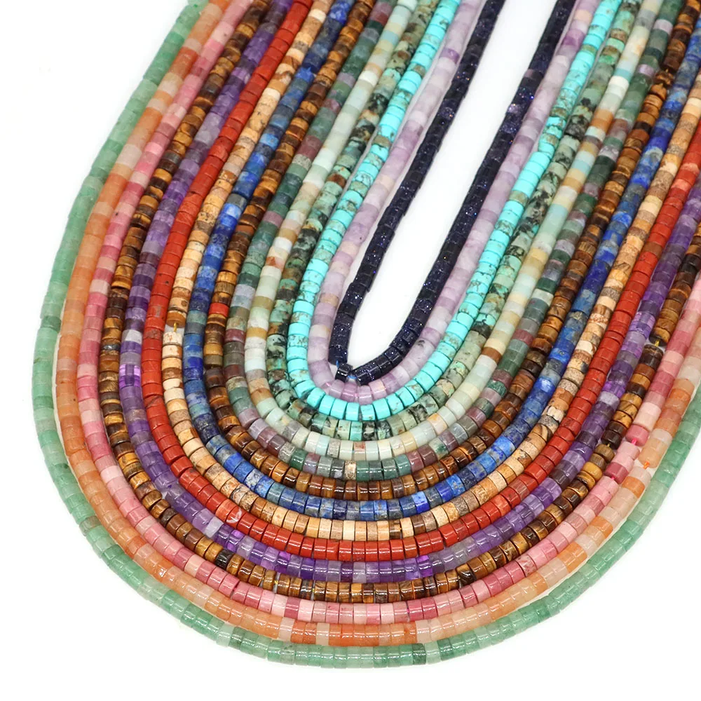 4x2mm Flat Round Natural Stone Beads Tiger Eye Agates Quartzs Rondelle Bead for Jewelry Making DIY Earring Bracelet Necklace