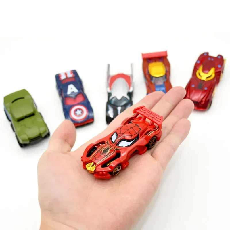 6Pcs/set Alloy Racing Cars Avengers Car Captain America Hulk Ironman Spiderman Venom Action Figures Racing Model Toy Kids Gift