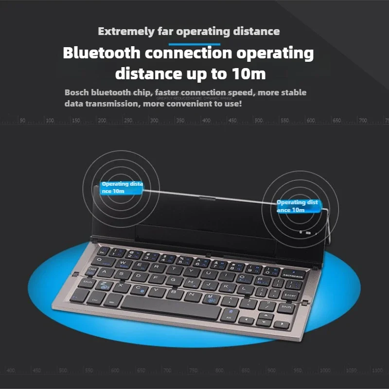 Bluetooth wireless folding keyboard three system dual channel Wireless Pocket Keyboard for iPad mobile phone tablet computerr