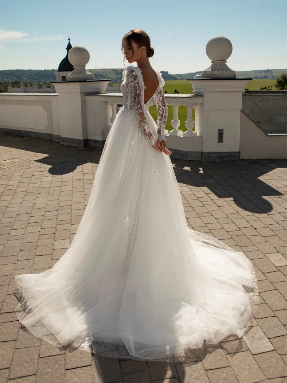 Vestido De novia clásico con Apliques De encaje, brillante, cuentas De lentejuelas, Vintage, línea A, largo, 2024