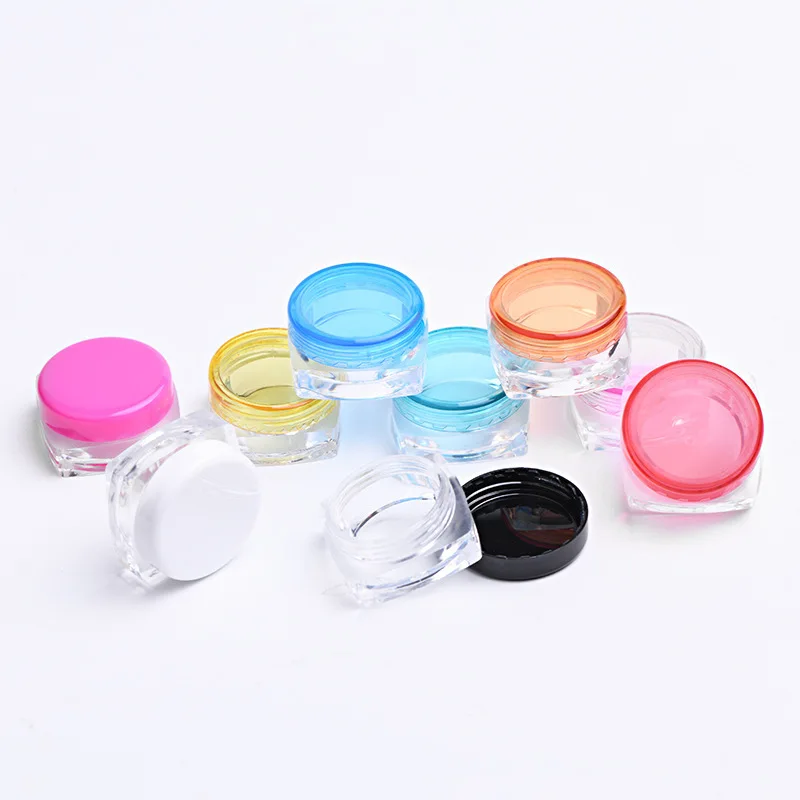 

200Pcs 3g/5g Empty Mini Travel Plastic Square Cosmetic jar Skin care Container Bottle Face Cream Sample Vials Pot