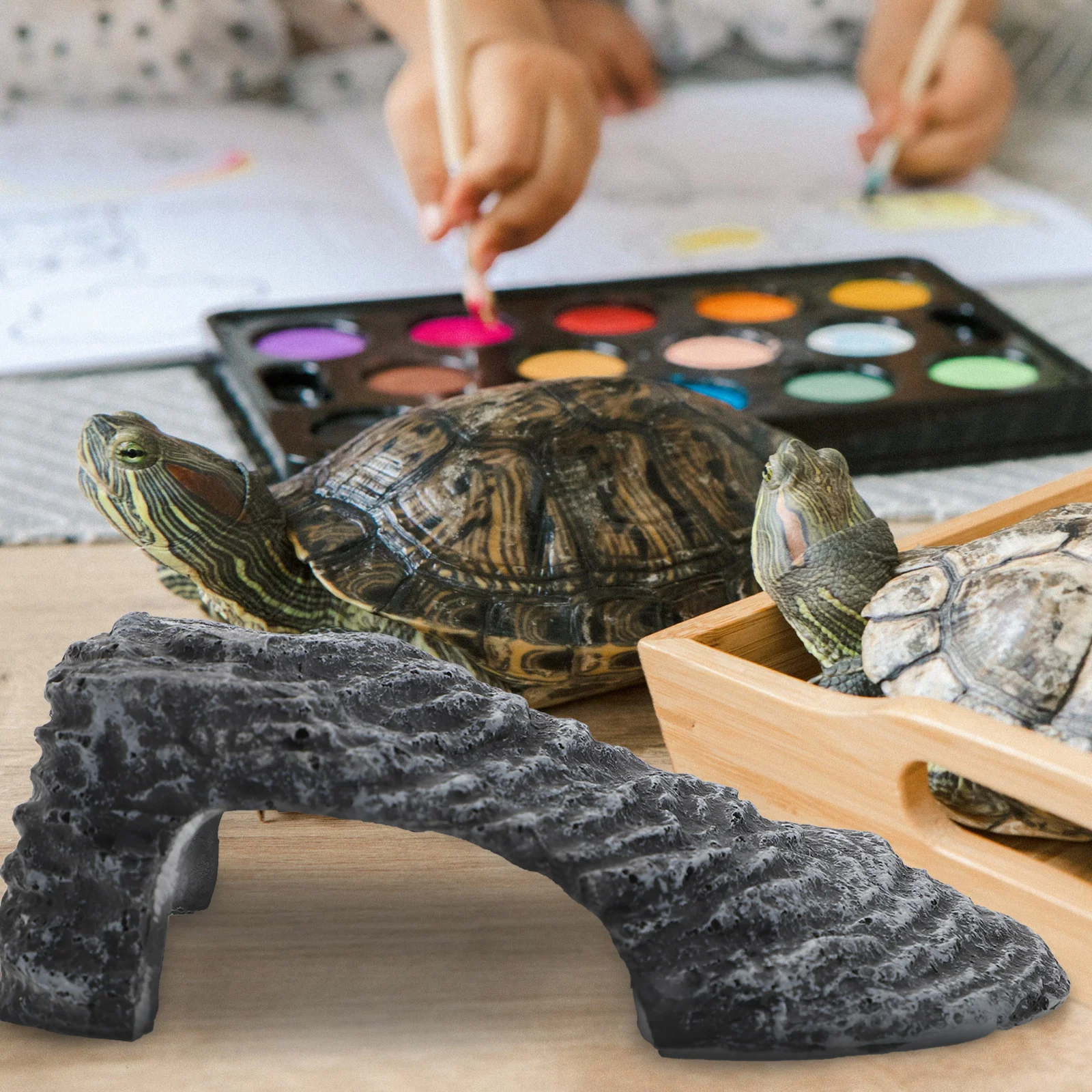 

Resin Turtle Basking Platform Reptile Floating Stone Fish Tank Decoration Terrarium Supplies Lifelike Simulation Hideout