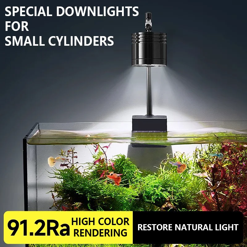 

Fish Tank Algae Grass Lamp 360Degree Viewing Downlight Aquarium Chandelier Threecolor Variable Lamp Small Downlight with Bracket
