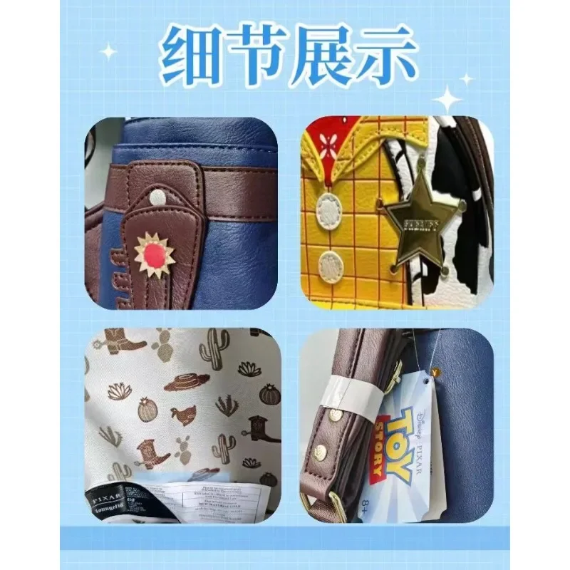 MINISO Disney Toy Story Sheriff Woody Cute Kids Backpack Mochila PU Leather Pack Travel Baby Handbag for Girls Shoulder Bag