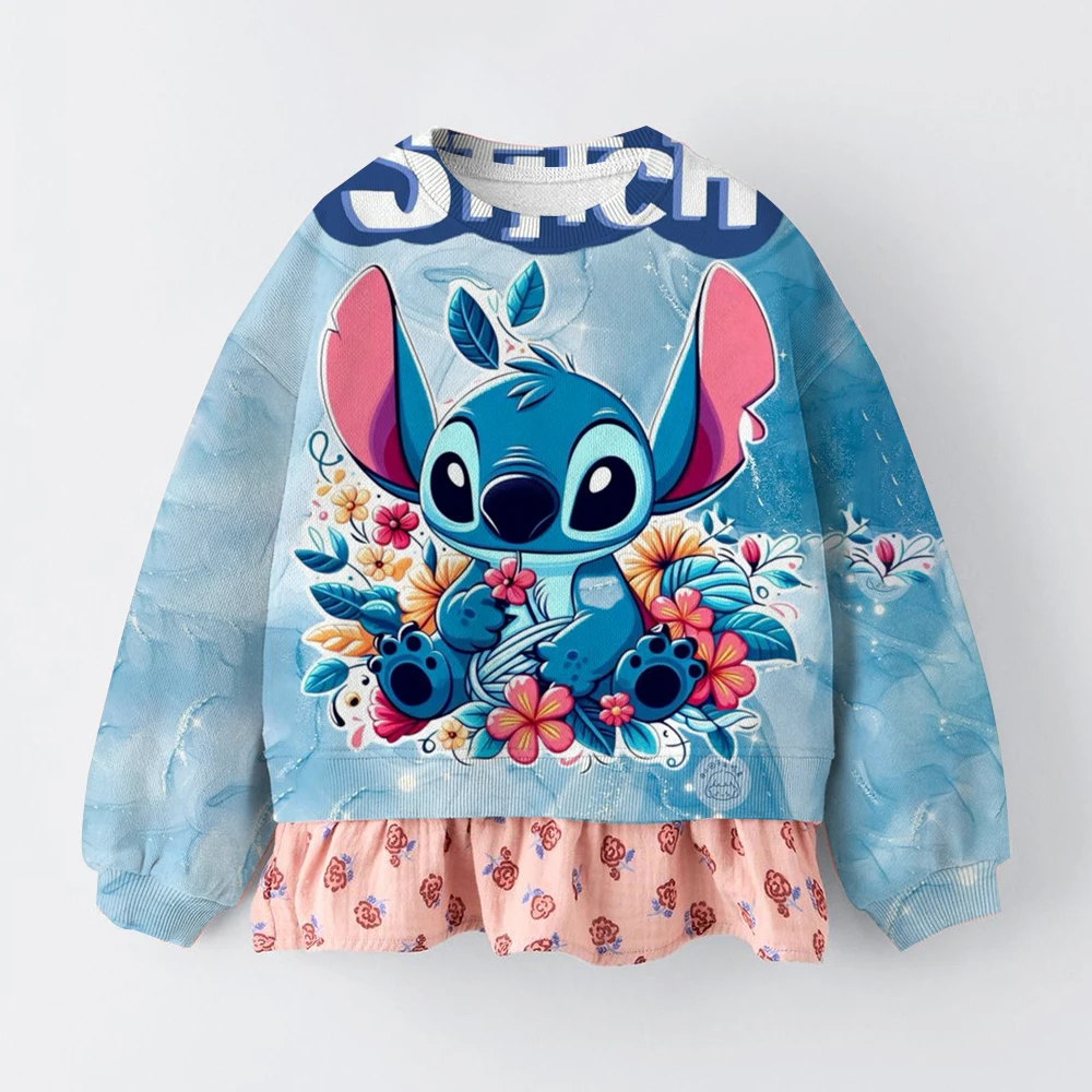 عيد الميلاد ليلو وستيتش الخريف الأطفال هوديي البلوز الفتيات ملابس رياضية أعلى الحلو ولطيف طفلة فستان طويل الأكمام الطرف #5