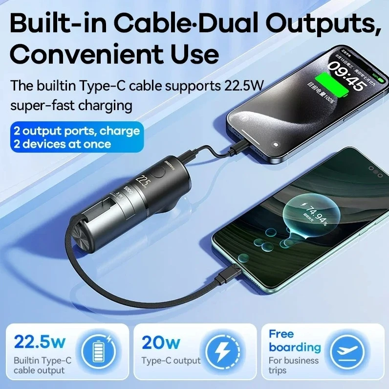 Fast Charging Power Bank 5000Mah with 20W Iph Cabled and Adapter Holder Emergency Mini Portable 3-In-1 Power Banks