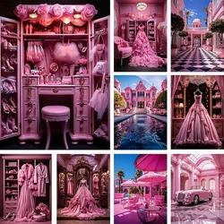 Mehofond Photography Background Pink Cloakroom Indoor Wardrobe Princess Girl Birthday Party Portrait Decor Backdrop Photo Studio