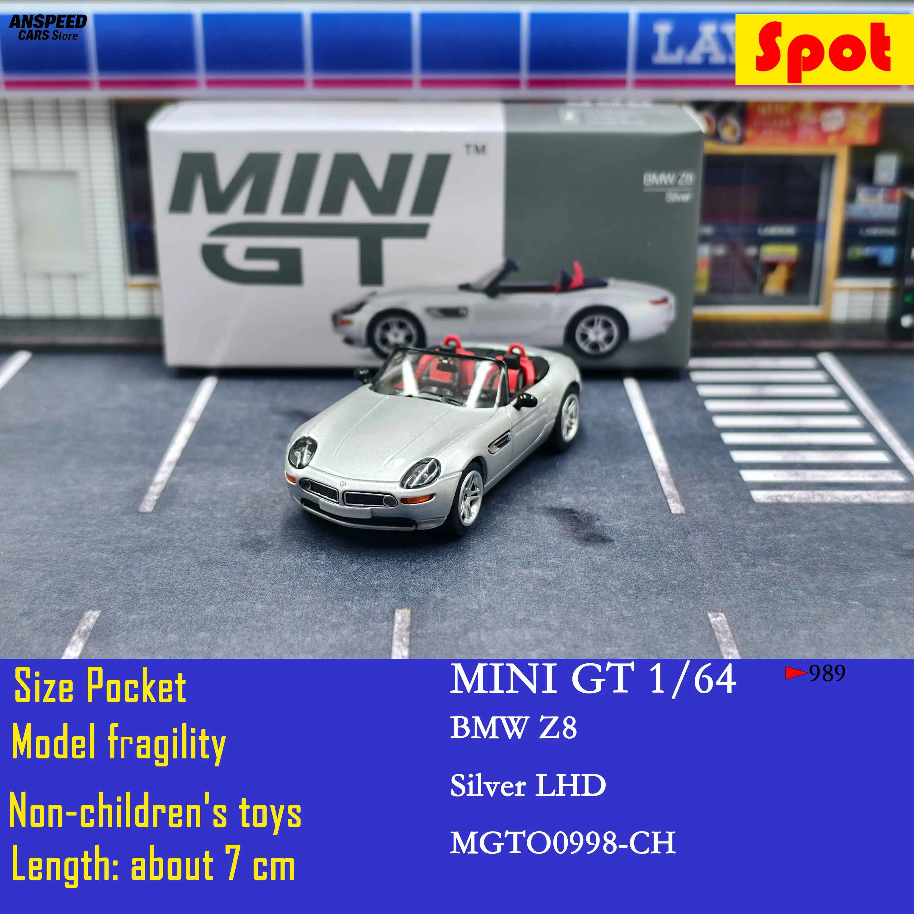 

MINIGT 1:64 BMW Z8 Silver Alloy Diecast Car Model (998) - Open Top Sports Collectible Toy, Metal Pull Back Vehicle, Gift for Adu