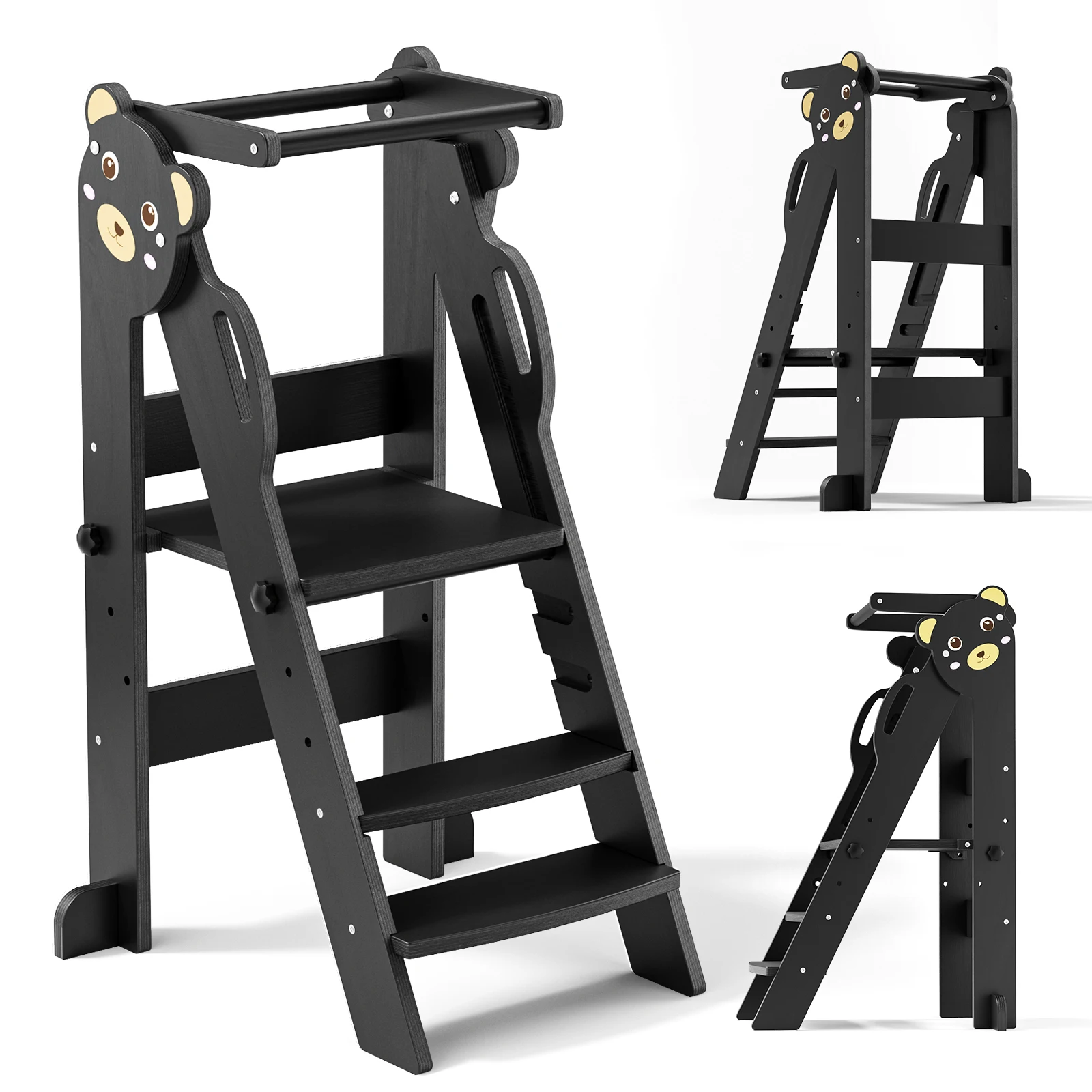 Tour d'apprentissage ours pour enfants, tour d'apprentissage Montessori avec tableau noir, tour d'apprentissage pour Table de cuisine et salle de bain