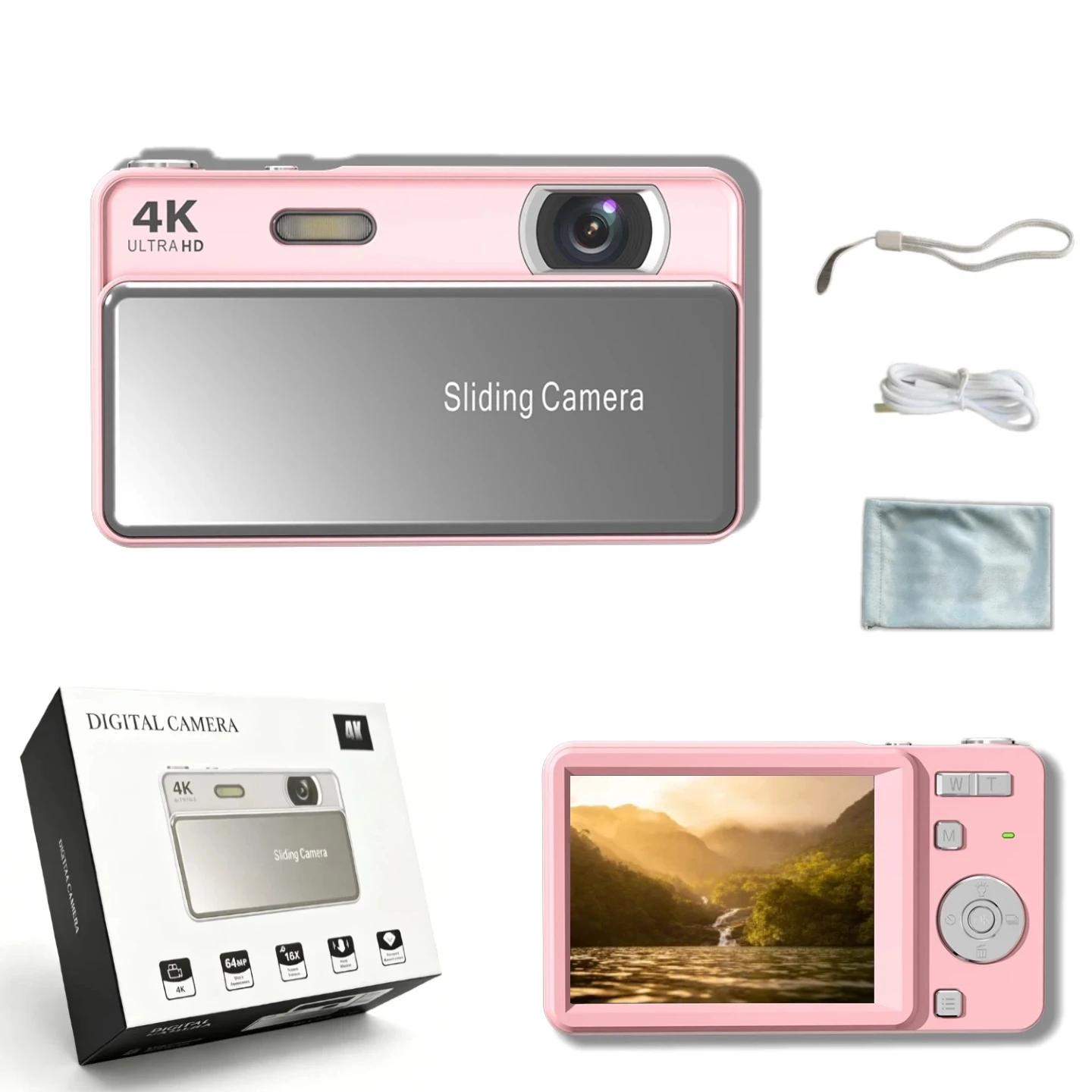 4K Digital Camera IPS HD 64MP CCD Photography Video Recording With 2.8inch LED Flash 16X Zoom Perfect for Vlog Birthday Gifts