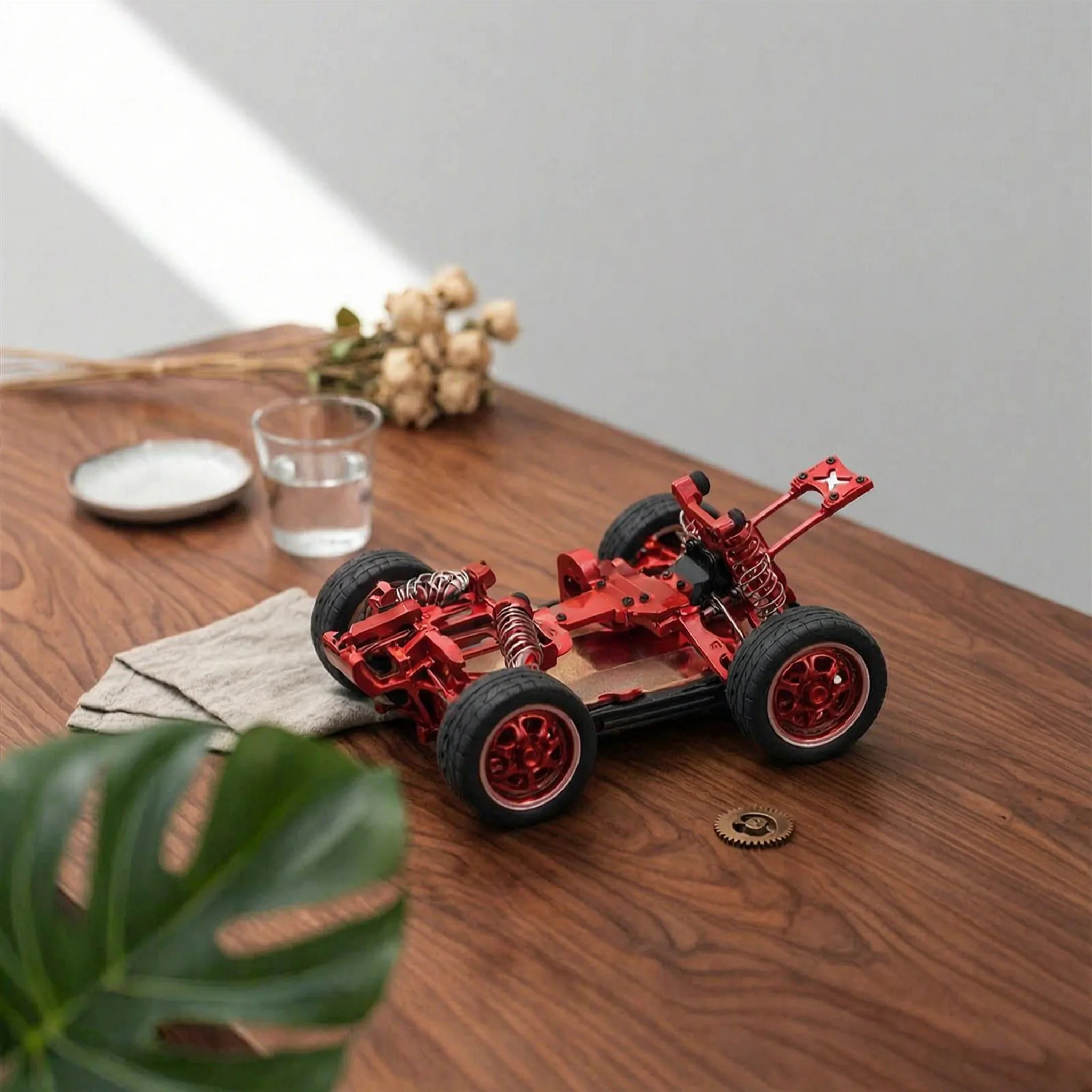 RC Car Chassis Kit Assembled RC Car Frame with Shock Absorbers Kit De Châssis Alliage Résistant for Hobbyists, Custom Builds