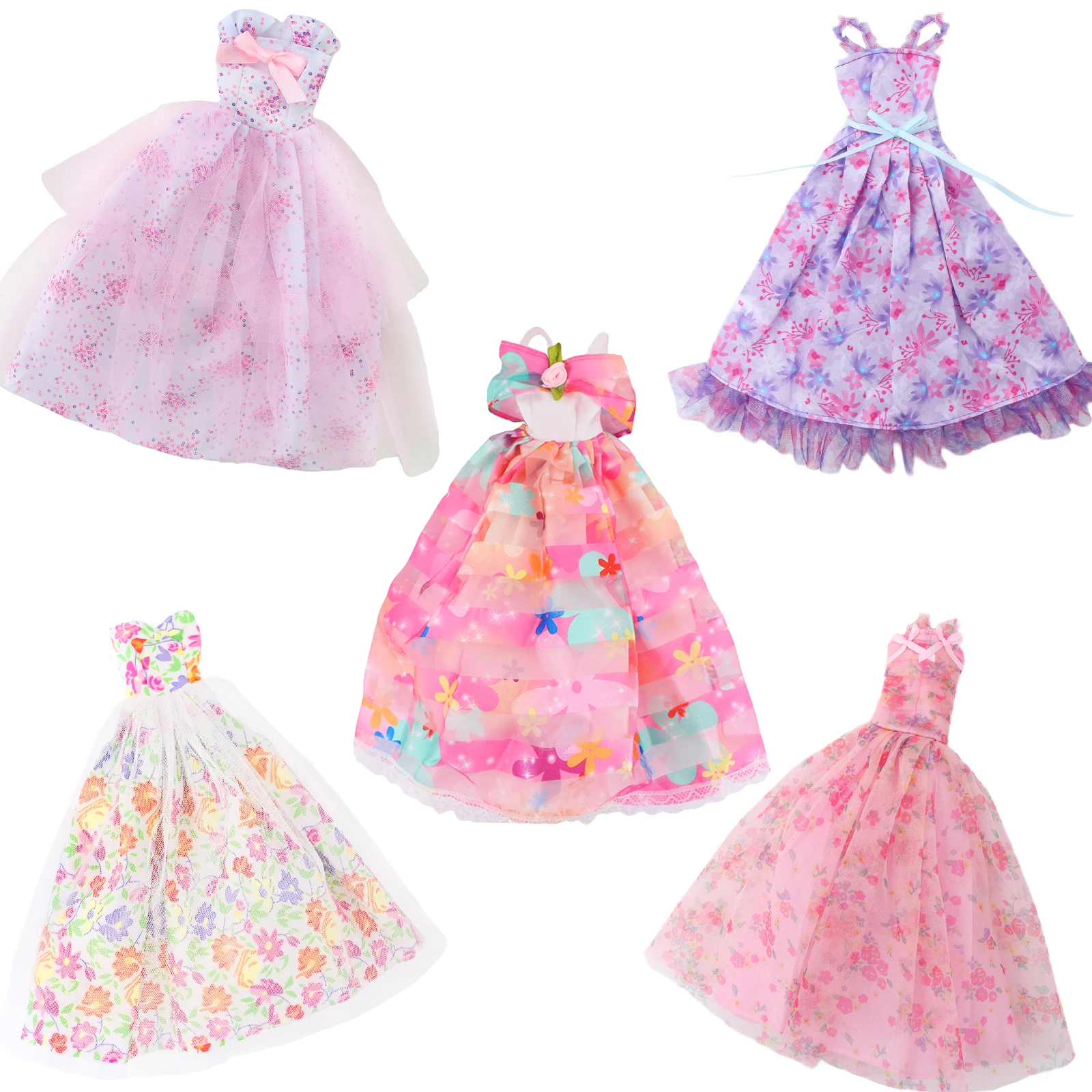 5 pçs vestidos de casamento florais flor impressão vestido de festa princesa saia roupas para 11.8 Polegada boneca acessórios 30cm 1/6 crianças brinquedo presente